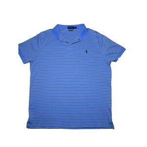Polo Ralph Lauren Mens Blue Stripe Custom Slim Fit Polo Shirt Size XLarge